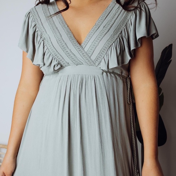 Baltic Born Small Sage Green Jennifer Deep V Maxi Dress - Picture 3 of 4